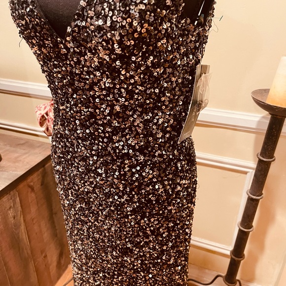 💐MAC DUGGUL BLACK/CHARCOAL EVENING SEQUIN V DROP GOWN - Picture 9 of 16